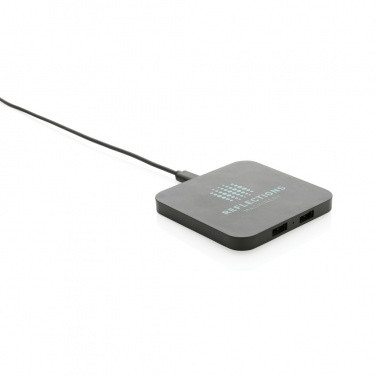 Logo trade promotional merchandise image of: RCS recycled plastic 10W Wireless charger with USB Ports