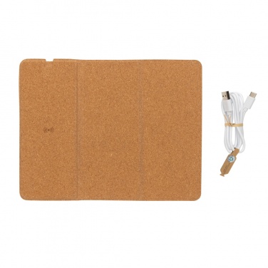 Logo trade corporate gift photo of: 10W wireless charging cork mousepad and stand