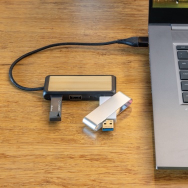 Logotrade advertising product image of: Link RCS recycled plastic and bamboo dual Input USB hub