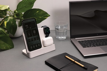 Logo trade promotional merchandise image of: Joltz RCS recycled plastic dual 15W charger with iWatch slot