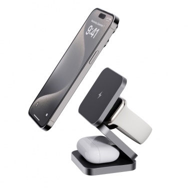 Logo trade promotional item photo of: Terra RCS recycled aluminum foldable 3 in 1 15W charger