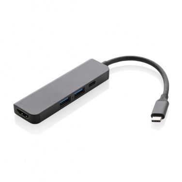 Logo trade promotional gifts image of: Terra RCS recycled aluminum hub with HDMI input