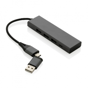 Logotrade promotional product image of: Terra RCS recycled aluminium hub with 3 USB ports