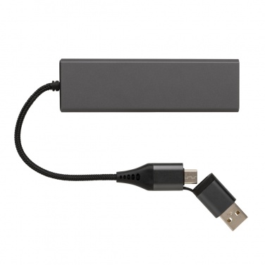 Logo trade promotional gifts image of: Terra RCS recycled aluminium hub with 3 USB ports