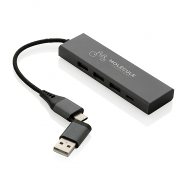 Logo trade promotional merchandise photo of: Terra RCS recycled aluminium hub with 3 USB ports