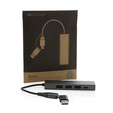 Logotrade promotional items photo of: Terra RCS recycled aluminium hub with 3 USB ports