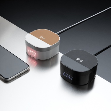 Logo trade business gifts image of: Aria 5W Wireless Charging Digital Clock