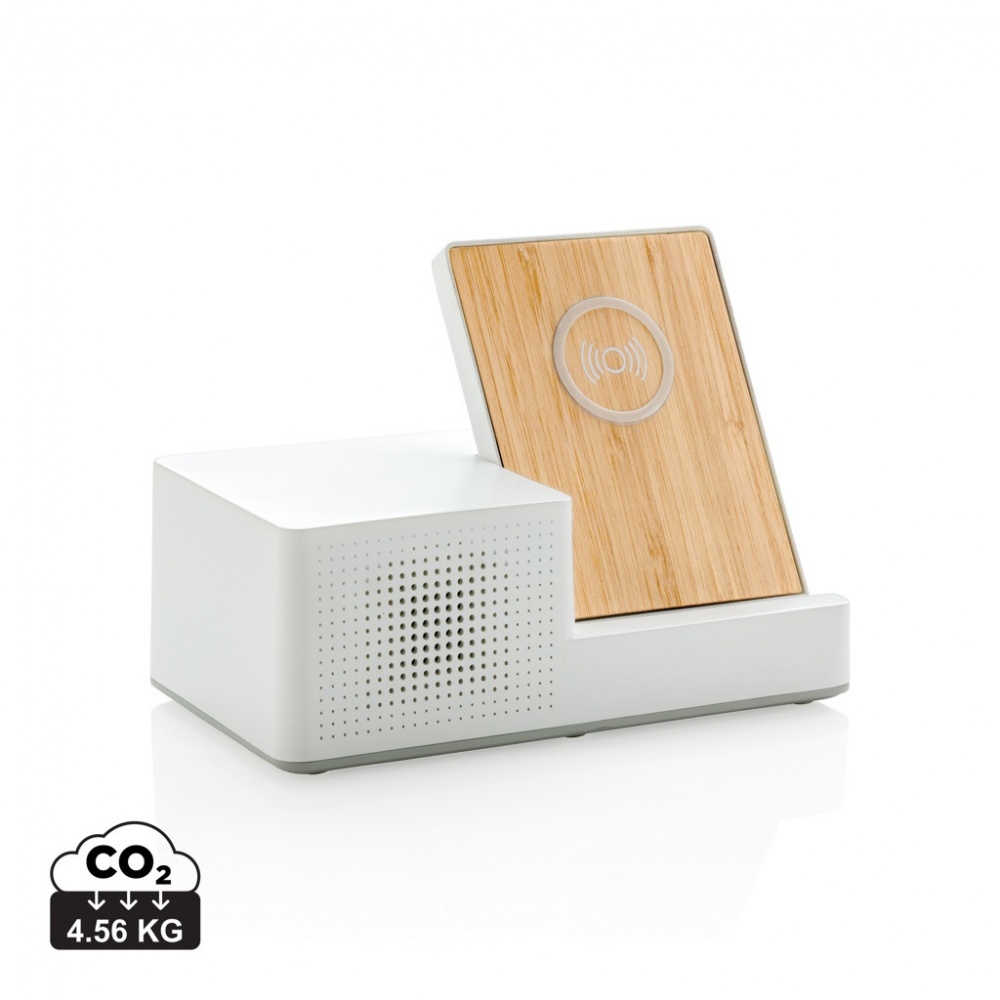Logo trade promotional item photo of: Ontario 5W wireless charger with speaker