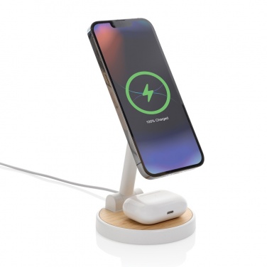 Logo trade promotional items image of: Ontario RCS rplastic 15W magnetic charging 2 in 1 stand