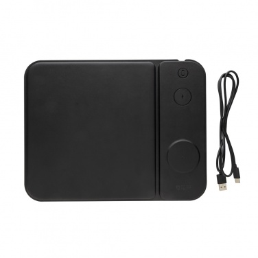 Logo trade promotional gifts picture of: Swiss peak RCS recycled PU 15W 3 in 1 charging mousepad