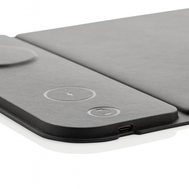 Logo trade promotional merchandise photo of: Swiss peak RCS recycled PU 15W 3 in 1 charging mousepad