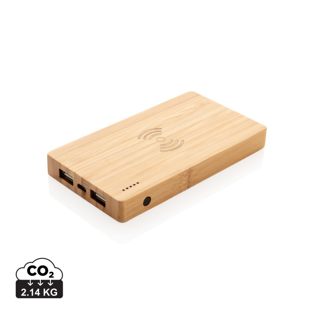 Logo trade promotional merchandise image of: Bamboo 4.000 mAh wireless 5W Powerbank
