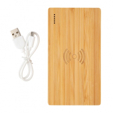 Logo trade promotional products image of: Bamboo 4.000 mAh wireless 5W Powerbank