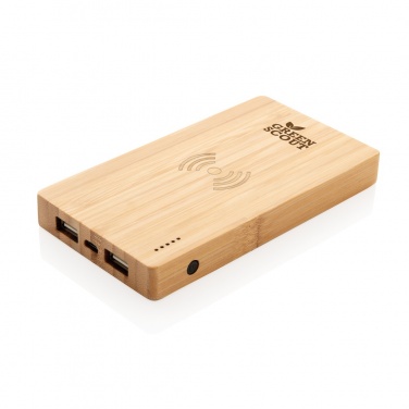 Logo trade corporate gift photo of: Bamboo 4.000 mAh wireless 5W Powerbank