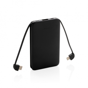 Logo trade advertising products image of: 5.000 mAh Pocket Powerbank with integrated cables