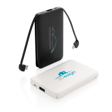 Logotrade promotional item picture of: 5.000 mAh Pocket Powerbank with integrated cables