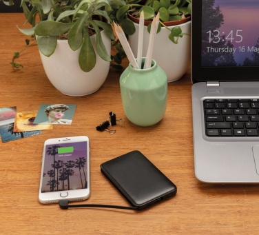 Logo trade promotional merchandise image of: 5.000 mAh Pocket Powerbank with integrated cables