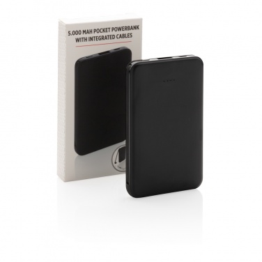 Logo trade promotional merchandise photo of: 5.000 mAh Pocket Powerbank with integrated cables