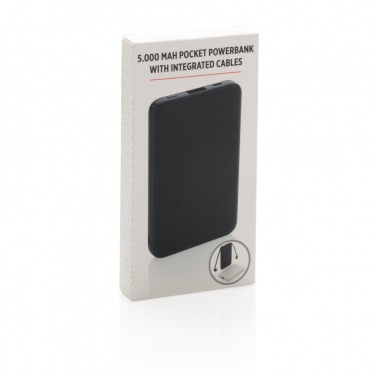Logo trade promotional giveaway photo of: 5.000 mAh Pocket Powerbank with integrated cables