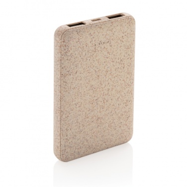 Logo trade promotional products image of: Wheat Straw 5.000 mAh Pocket Powerbank