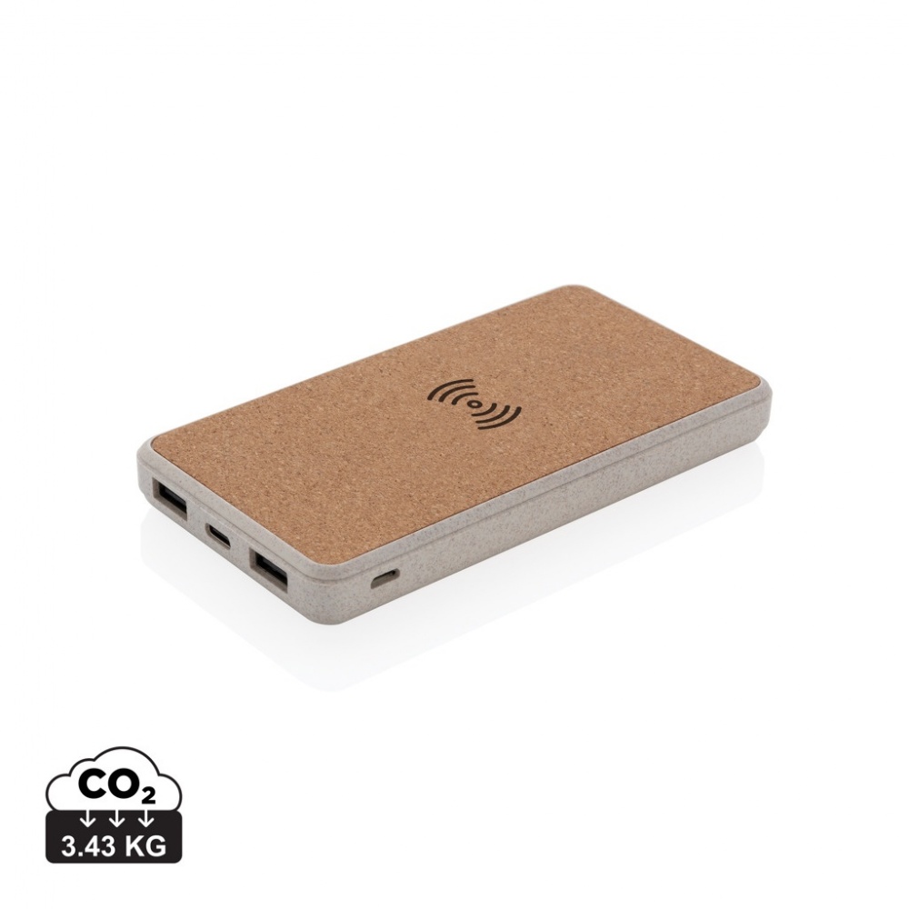 Logotrade business gifts photo of: Cork and Wheat Straw 8.000 mAh 5W wireless powerbank