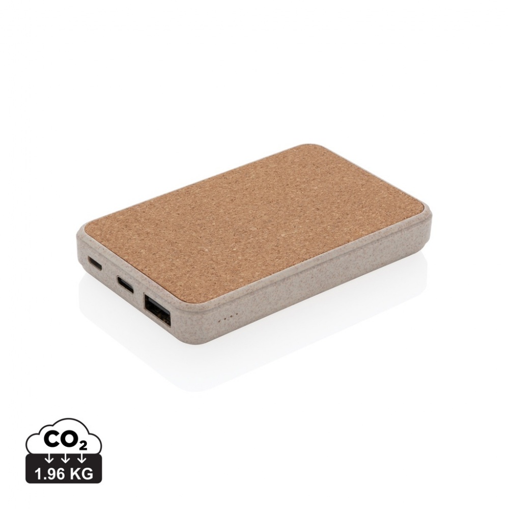 Logo trade promotional item photo of: Cork and Wheat 5.000 mAh pocket powerbank