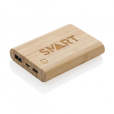 Logo trade business gift photo of: Bamboo 5.000 mAh powerbank