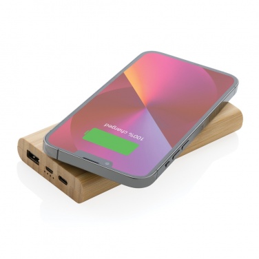 Logotrade promotional merchandise picture of: Bamboo 8.000 mAh 5W wireless powerbank