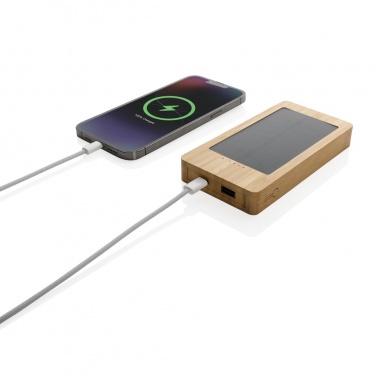 Logo trade promotional items image of: Sunwick 10.000 mAh Bamboo solar powerbank