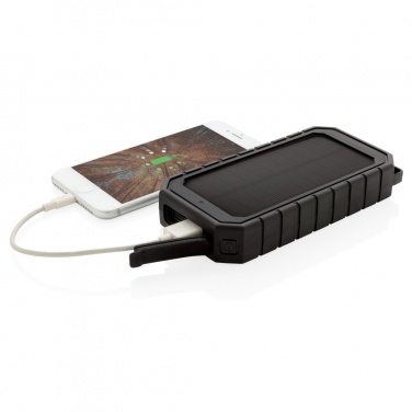 Logo trade promotional products image of: RCS recycled plastic Solar powerbank with 10W Wireless