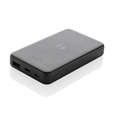 Logo trade promotional products image of: RCS recycled plastic 5.000 mAh 5W wireless powerbank