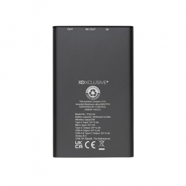 Logotrade promotional merchandise picture of: Terra RCS recycled aluminium 5000 mAh powerbank 5W wireless