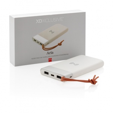 Logo trade corporate gift photo of: Aria 8.000 mAh 5W wireless charging powerbank