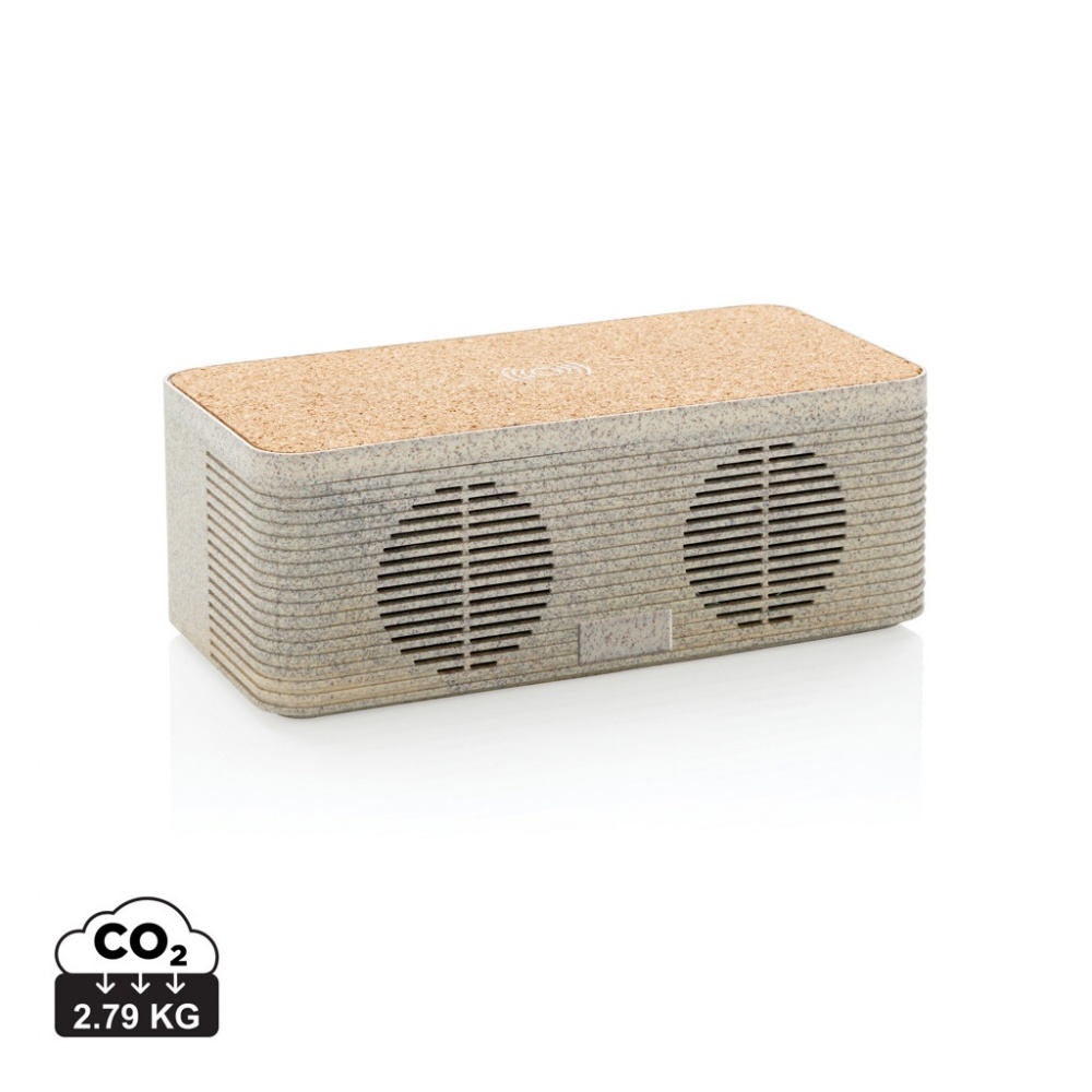Logo trade promotional merchandise image of: Wheatstraw wireless charging speaker