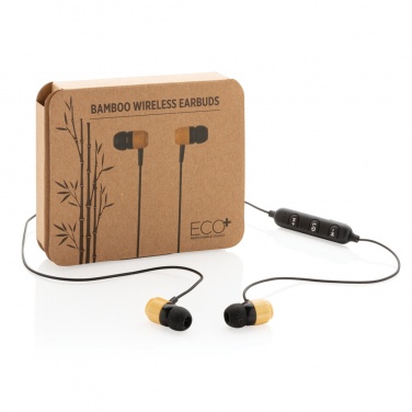 Logo trade promotional item photo of: Bamboo wireless earbuds
