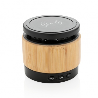 Logotrade business gift image of: Bamboo wireless charger speaker