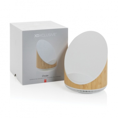 Logotrade promotional items photo of: Ovate bamboo 5W speaker with 15W wireless charger