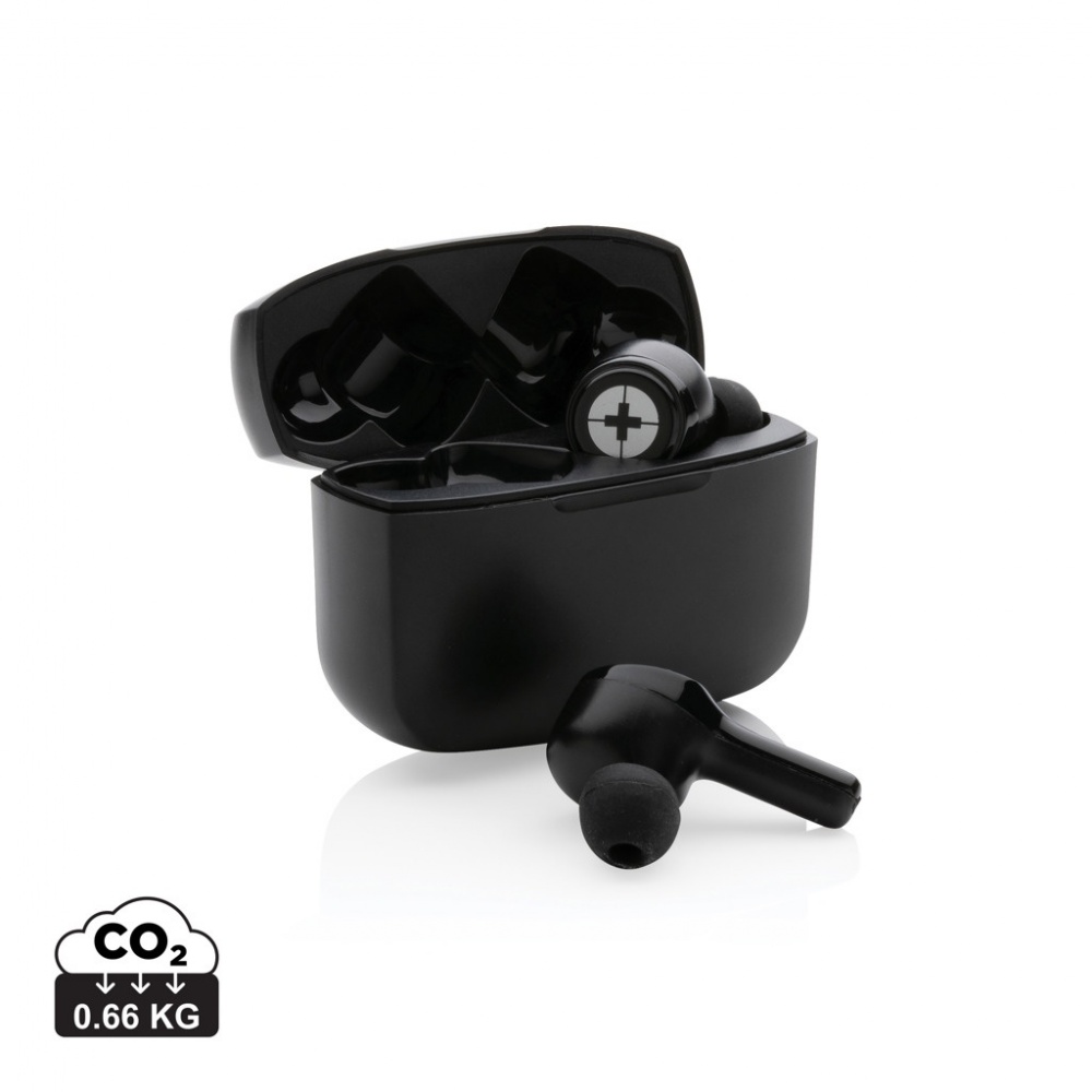Logotrade promotional gift image of: RCS recycled plastic Swiss Peak ANC TWS earbuds