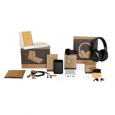 Logo trade promotional giveaways picture of: Bamboo TWS earbuds with RCS recycled plastic