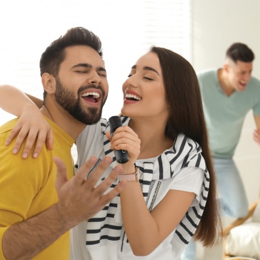 Logo trade promotional giveaways picture of: Singvibe RCS recycled plastic karaoke set with double mic