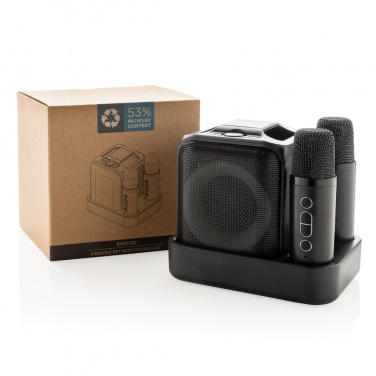 Logo trade promotional product photo of: Singvibe RCS recycled plastic karaoke set with double mic