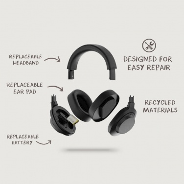 Logo trade promotional giveaways image of: Irvine RCS recycled and repairable ANC wireless headphone