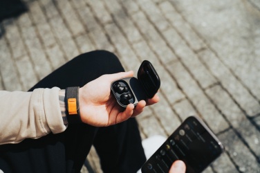 Logo trade promotional giveaways image of: Lakewood RCS recycled and repairable wireless earbuds
