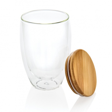 Logotrade promotional product picture of: Double wall borosilicate glass with bamboo lid 350ml