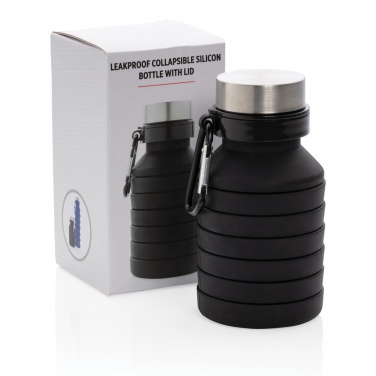Logo trade advertising products image of: Leakproof collapsible silicone bottle with lid