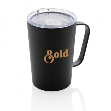 Logo trade promotional merchandise picture of: RCS Recycled stainless steel modern vacuum mug with lid