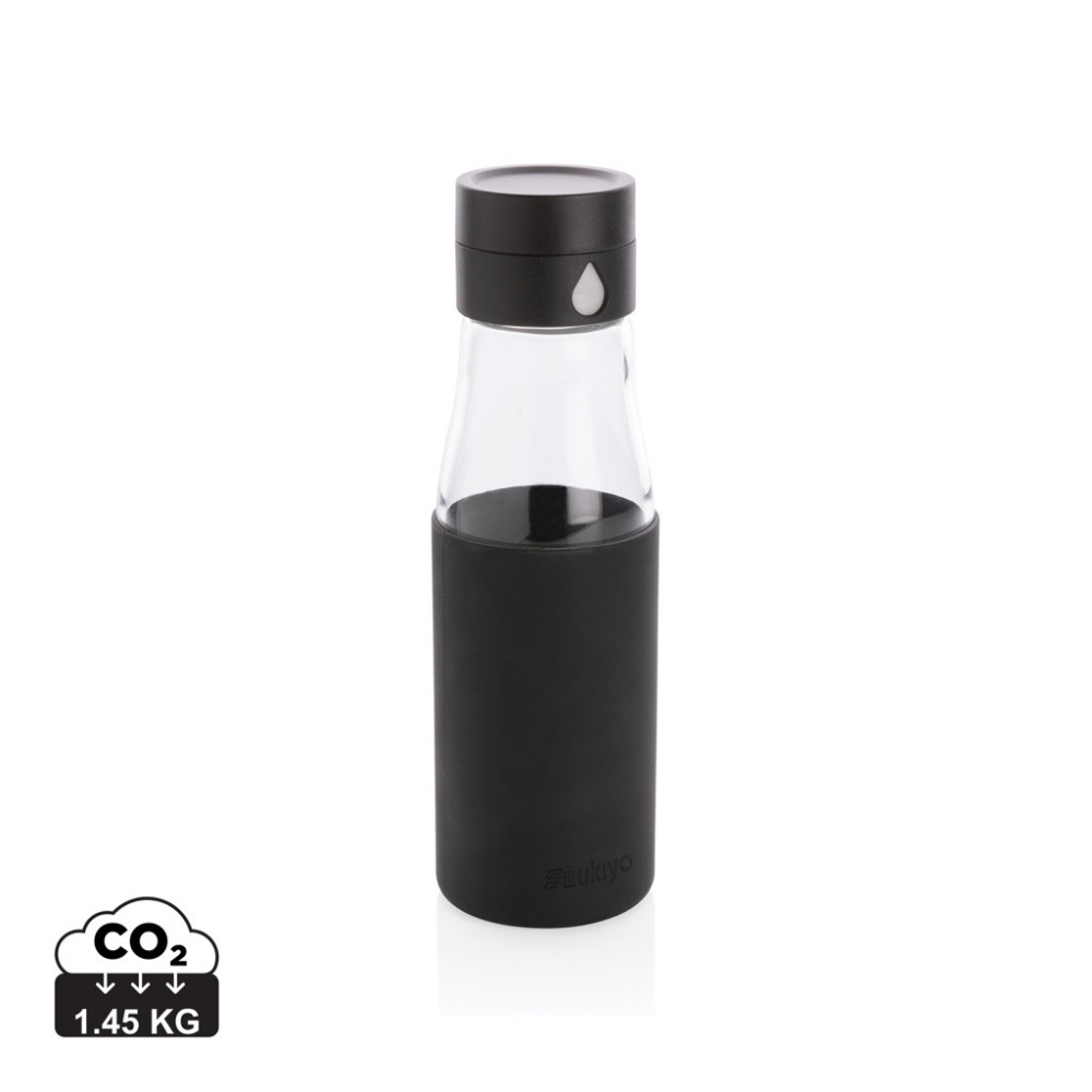 Logo trade promotional merchandise photo of: Ukiyo glass hydration tracking bottle with sleeve