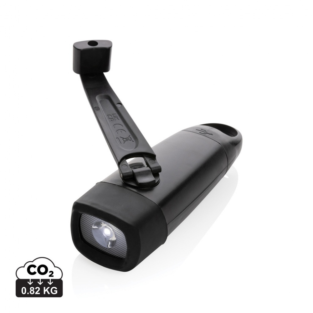 Logo trade business gifts image of: Lightwave RCS rplastic USB-rechargeable torch with crank