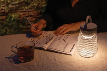 Logo trade business gift photo of: Aurora RCS recycled plastic USB re-chargeable table lamp