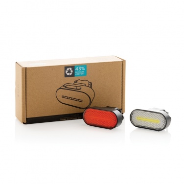 Logo trade promotional items picture of: Lumino RCS recycled plastic USB re-chargeable bike light set
